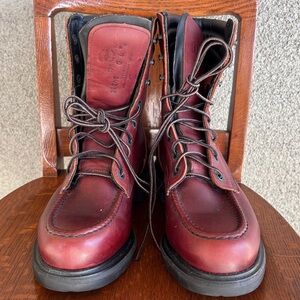 Vintage Red Wing 402 Men's Dark Red Leather Boots 7D